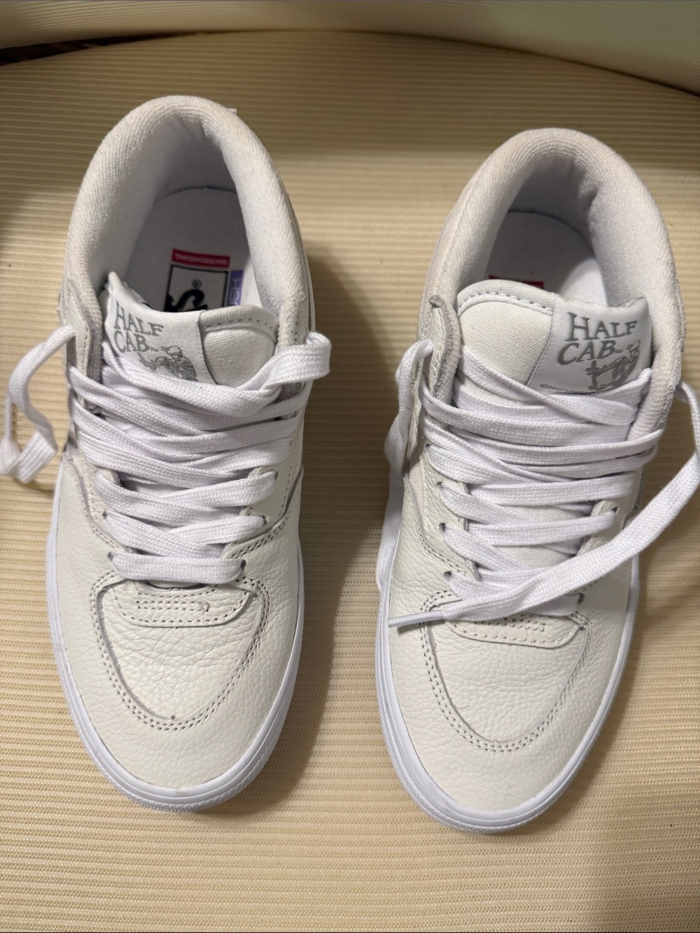 Vans Half Cab Men's White Leather Skate Sneakers